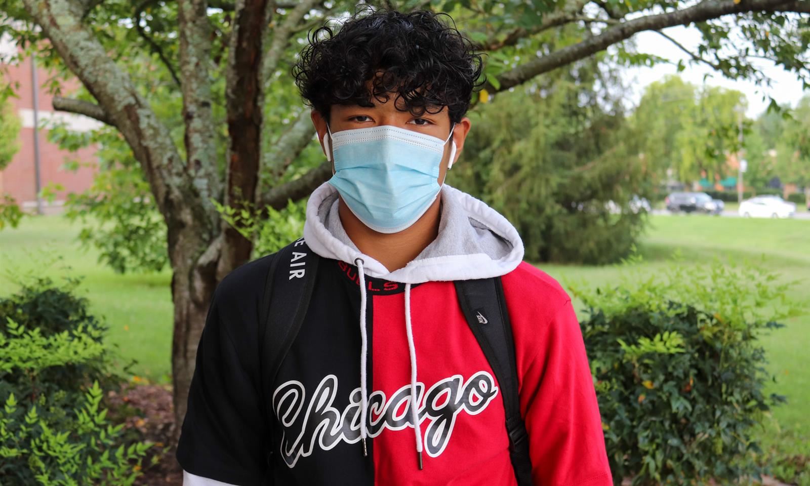 Boy wearing a mask 